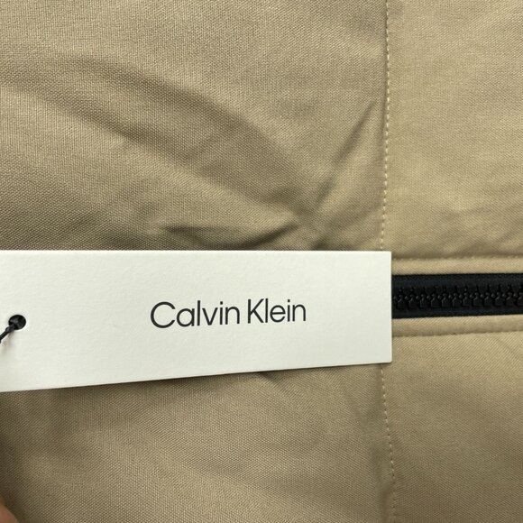 NEW Calvin Klein Women's XL Hooded Puffer Coat Tan Faux Fur Lining - Picture 10 of 15